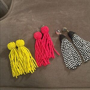 Lot of 3 tassel dangle earrings